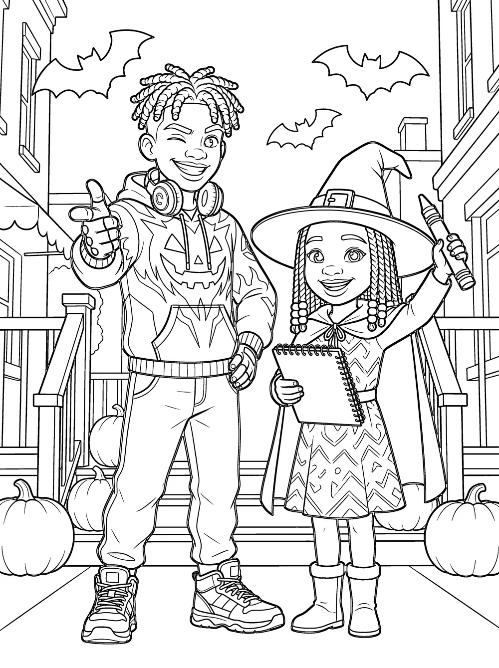 Coloring page 9: Jacko points at the reader